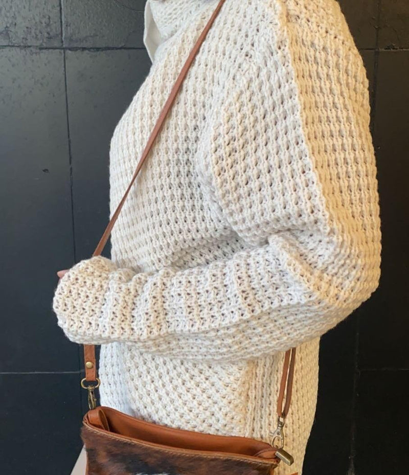 Long Sleeve Asymmetrical Waffle Sweater