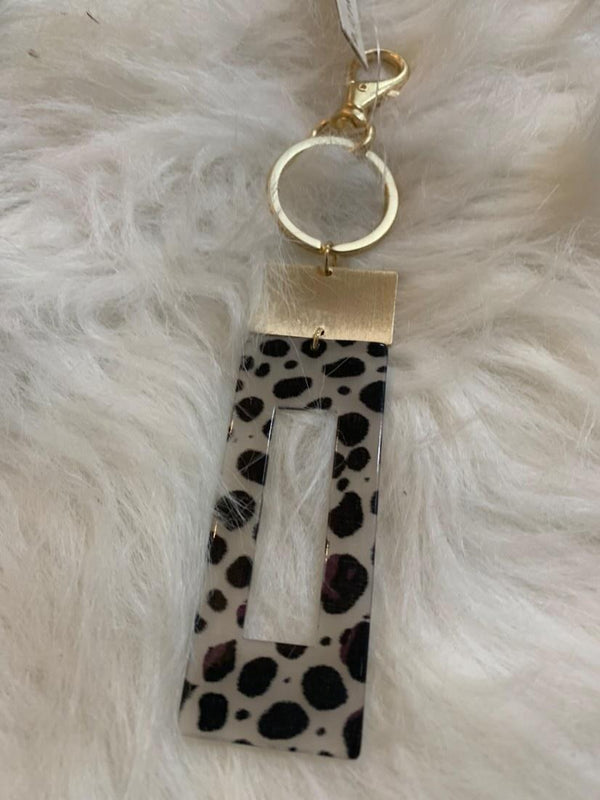 Acrylic Leopard Rectangle Keychain