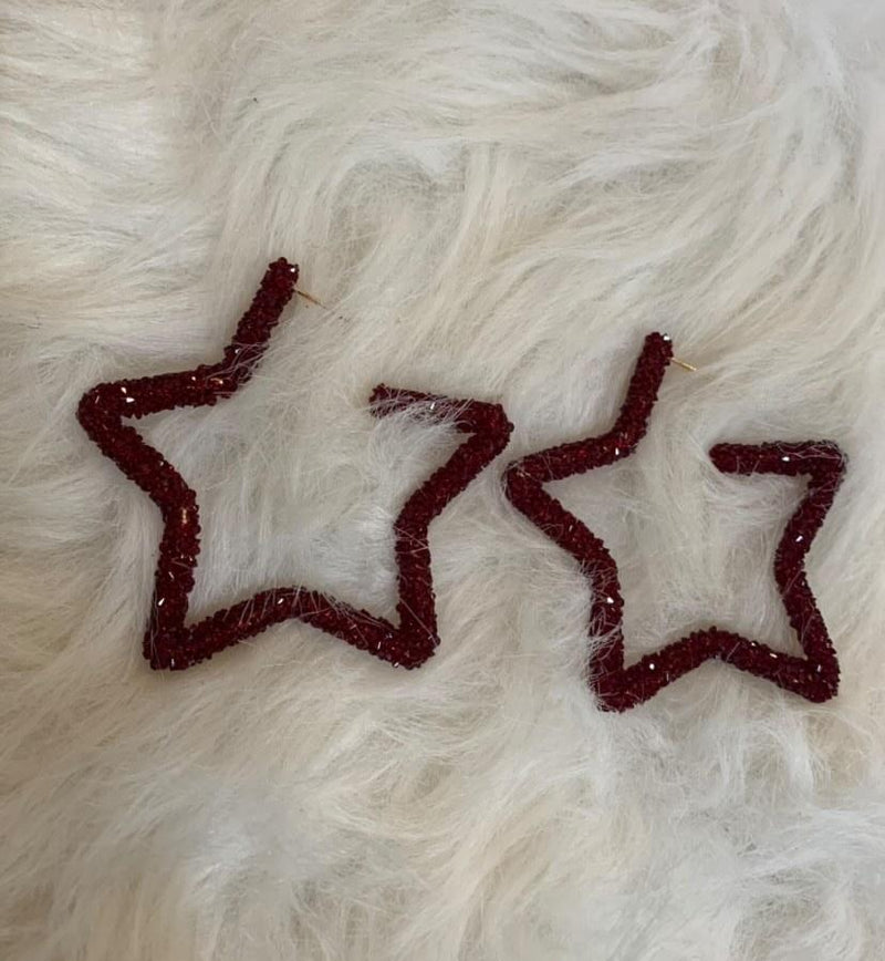 Beaded Glitter Cluster Star Earrings
