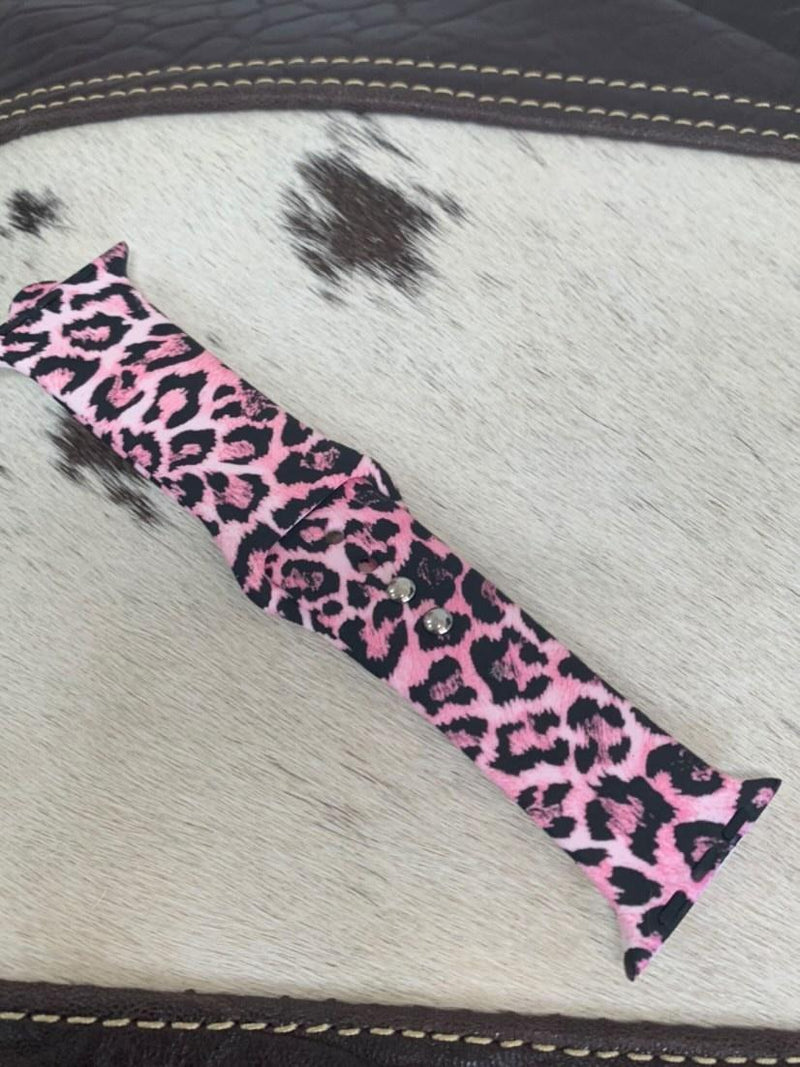 Pink Leopard Silicone Watch Band 42/44