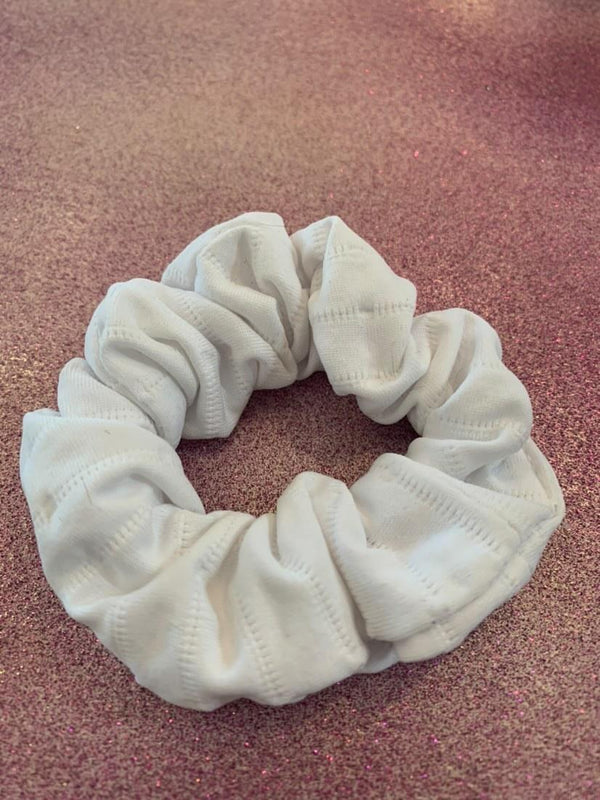 Stitched White Scrunchie