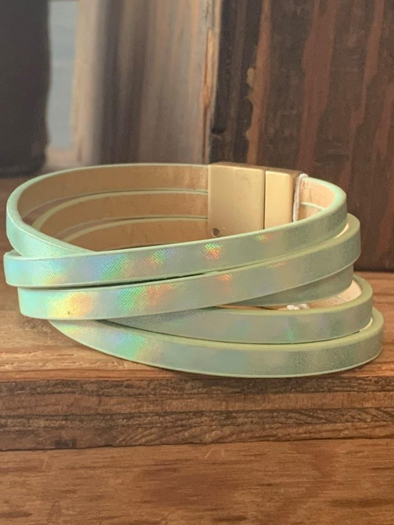 Holographic Multi-strand Mint Bracelet