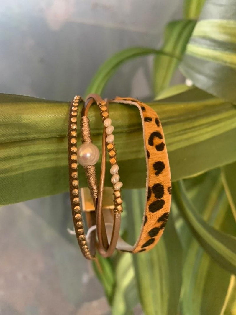 Cheetah Pearl Multi-strand Bracelet