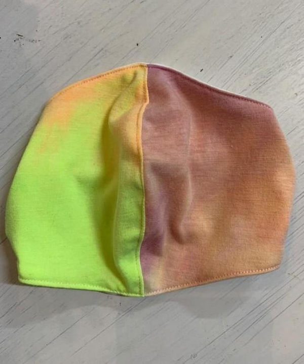 Pink/Neon Yellow Tie dye Adjustable Mask
