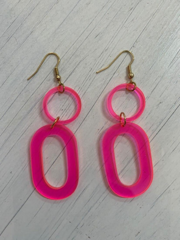 Neon Pink Dangle Earrings