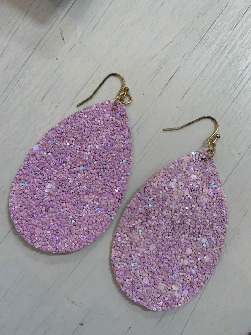 Lilac Glitter Teardrop Earrings