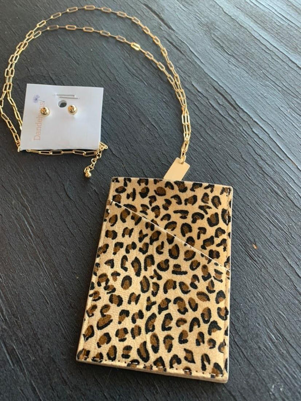 Leopard Card Holder Necklace