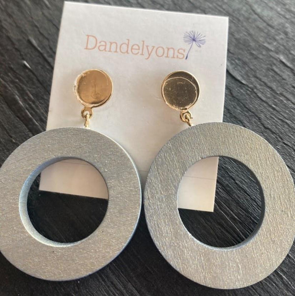Grey Circle Dangle Earrings