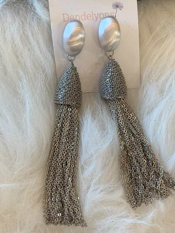 Silver Chain Fringe Earrings