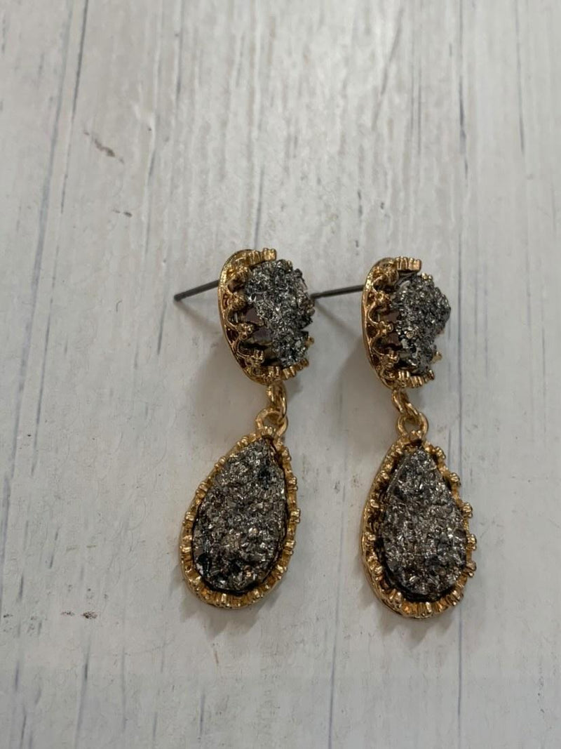 Silver Crystal Gold Lining Earrings
