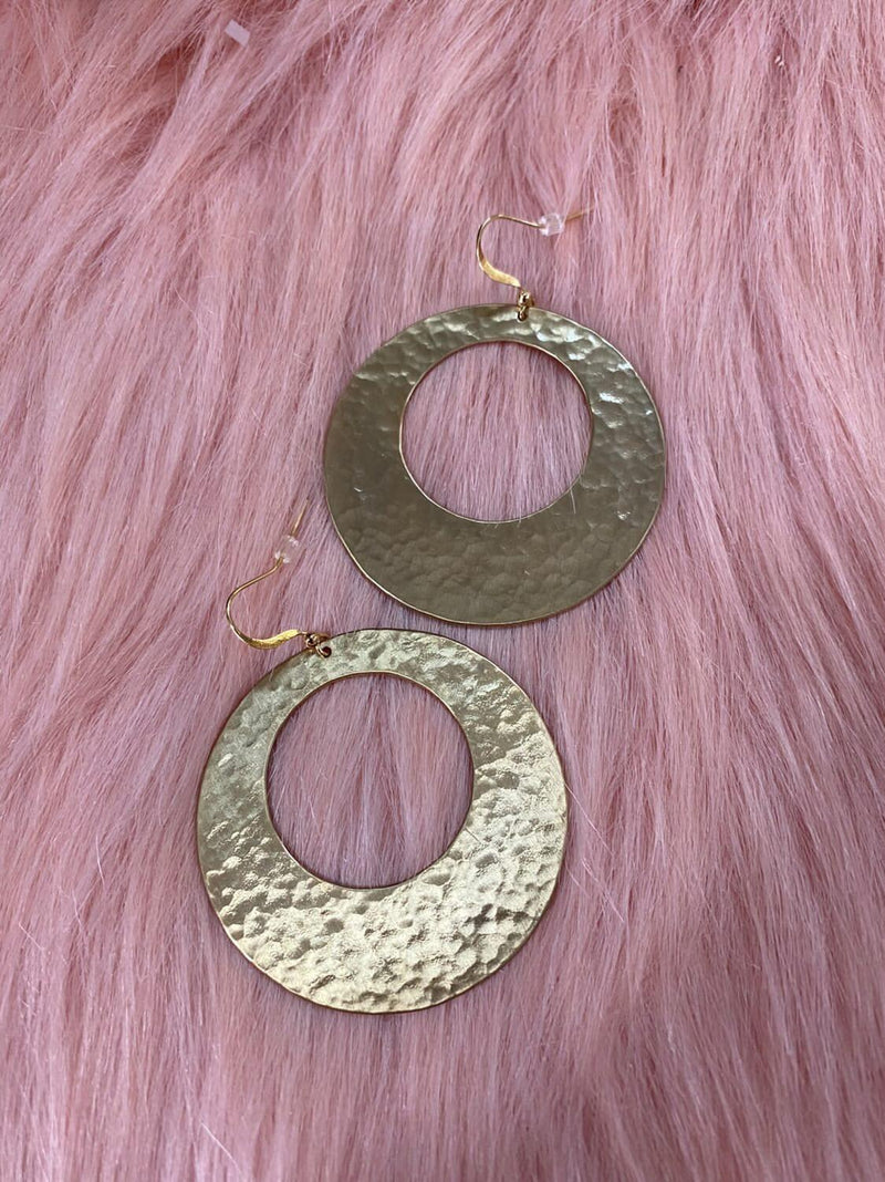 Open Circle Hammered Hoops