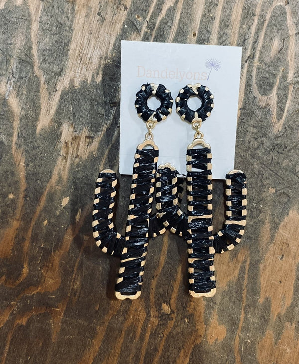 Black and Gold Cactus Earrings