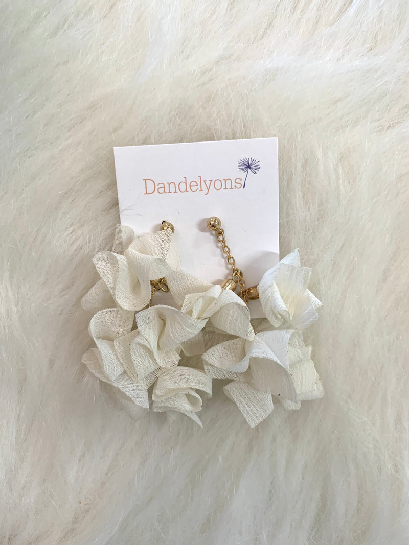White/Gold Hanging Floral Earring