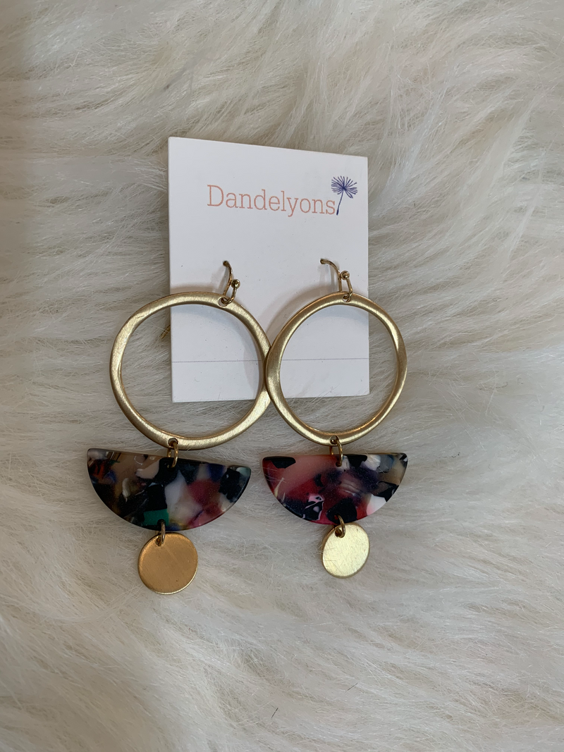 Gold/Multicolor Circle Earrings