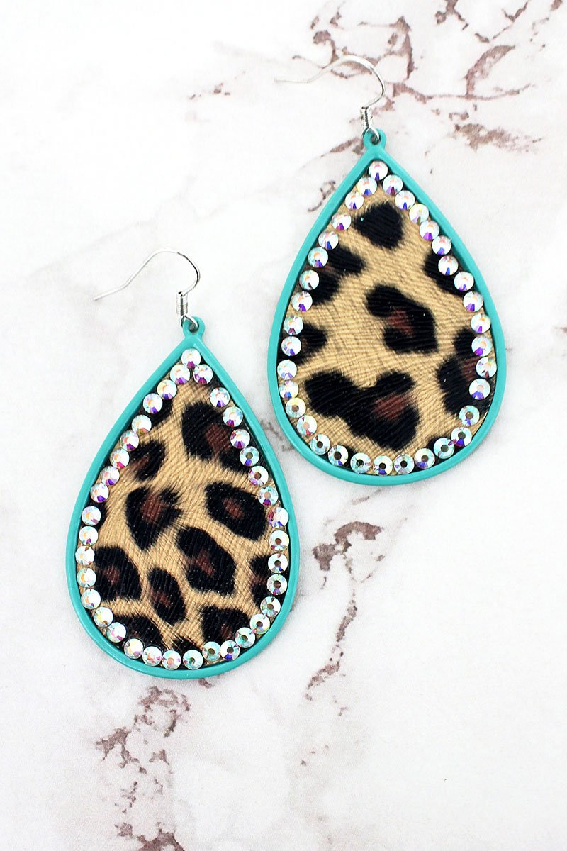 Crystal Trimmed Leopard Earrings