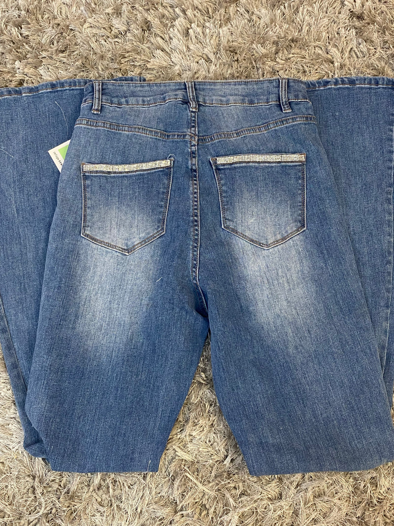 Rhinestone Pocket Light Wash Jeans