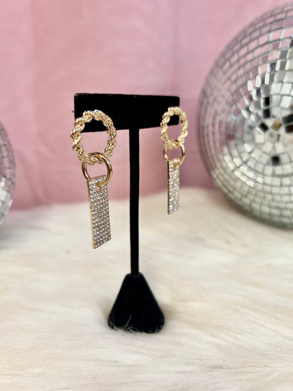 Gold/Rhinestone Dangle Earrings