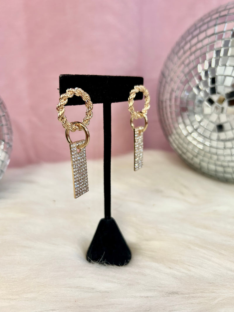 Gold/Rhinestone Dangle Earrings