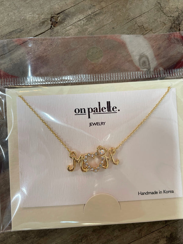 Diamond Heart Gold Mom Necklace