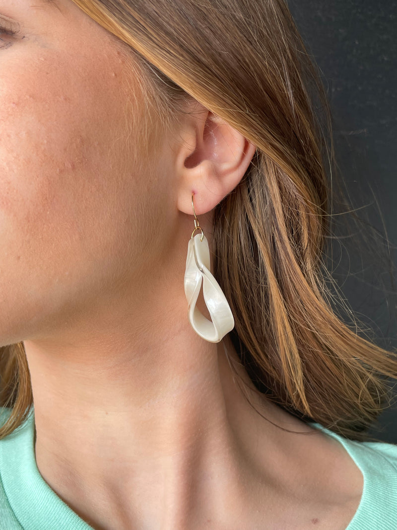 White Marble Teardrop Earrings