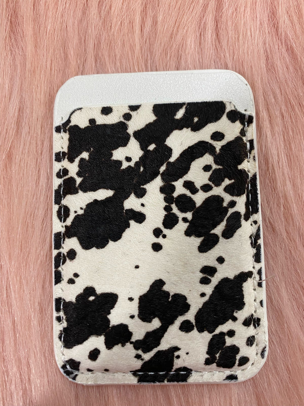 Black & White Cowhide Phone Case Credit Card Holder
