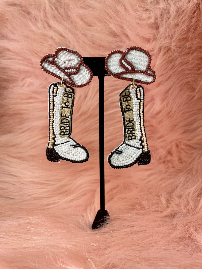 Bride to Be Boot Earrings