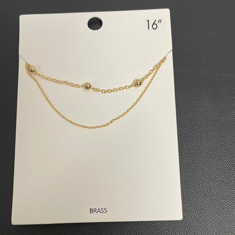 Gold Ball Chain Layer Necklace