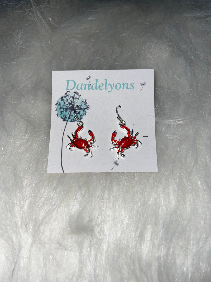 Red Crab Epoxy Earrings