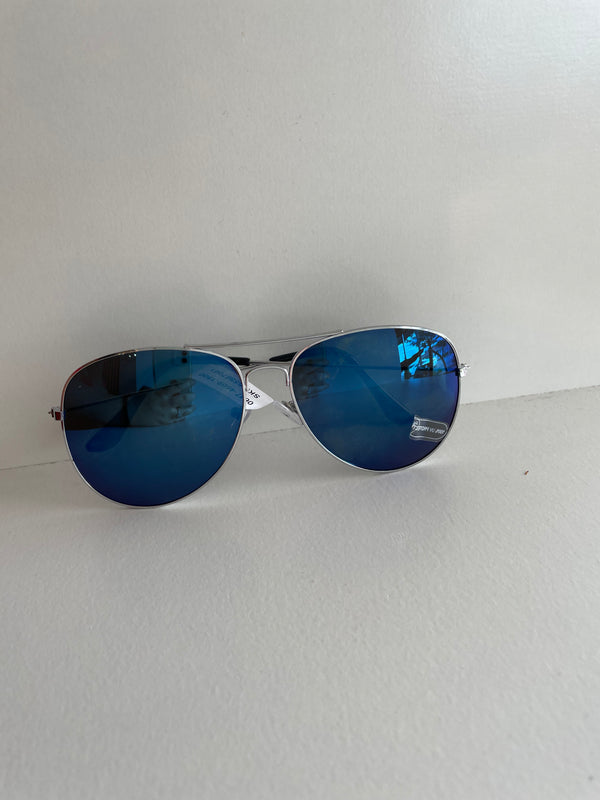 Silver Aviator Mirrored Lens Sunglasses