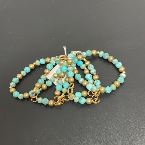Turquoise 5 Row Multi Bead Bracelet