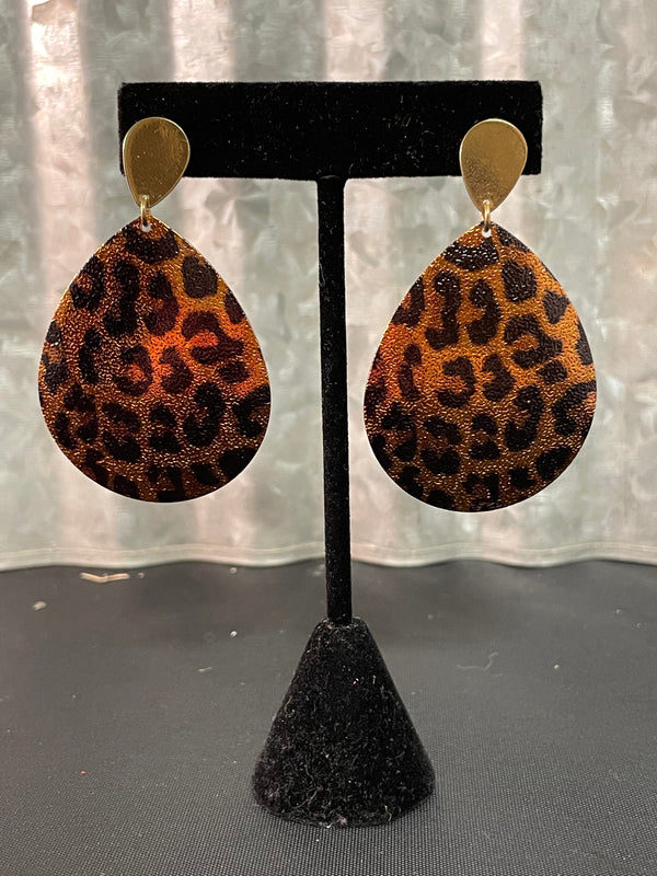 Metal Leopard Teardrop Earrings