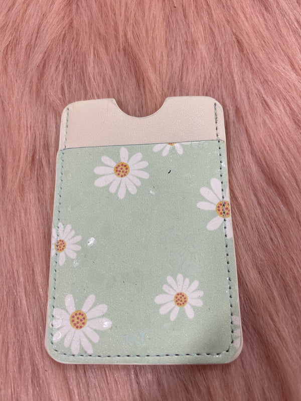 Mint with White Flowers CC Holder Phone Case