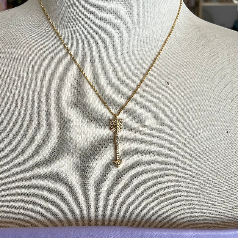 Paved Arrow Pendant Necklace