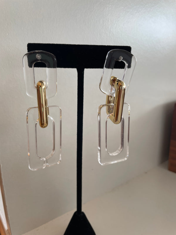 Acrylic Square Link Earrings