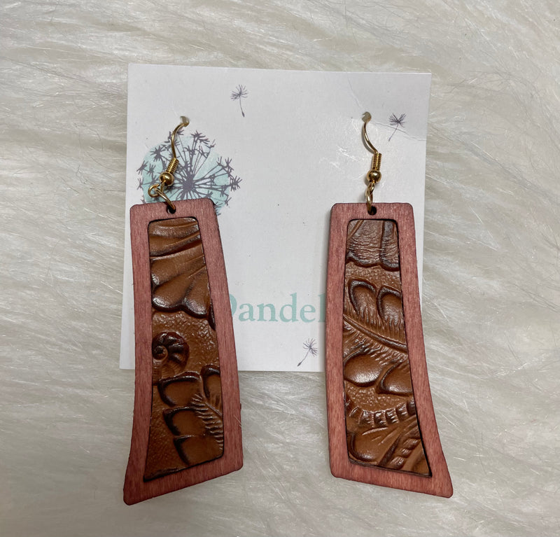 Stained Wood Brown Earrings