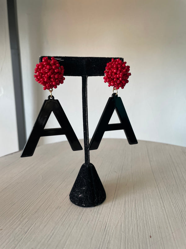 College Theme Letter A Earrings