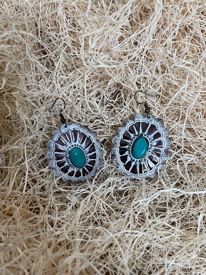 Bronze With Turquoise Stone Earrings