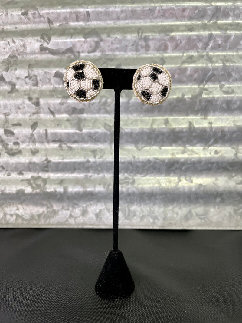 Beaded Soccer Ball Earrings