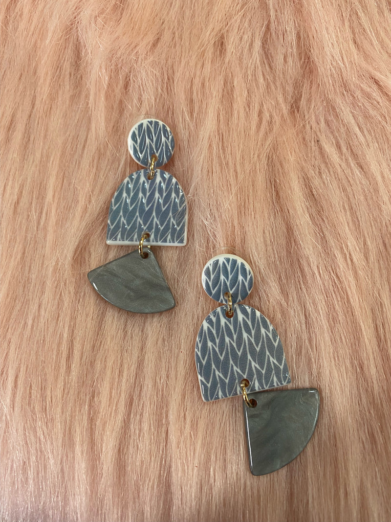 Three Tier Printed Earrings
