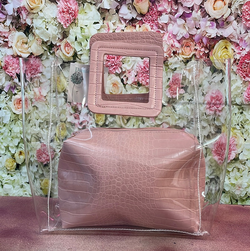Snakeskin pouch & Clear Tote