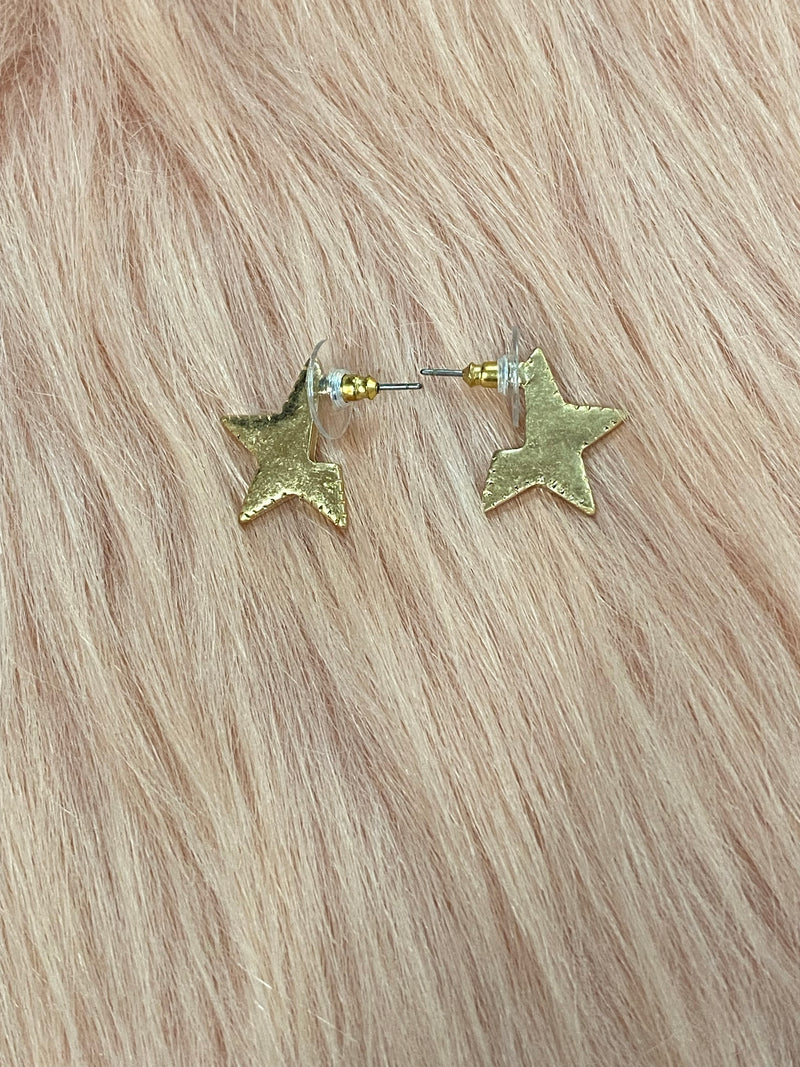 3D Gold Star Studs