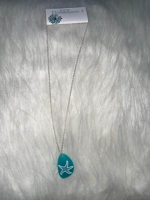 Turquoise Starfish Engraved