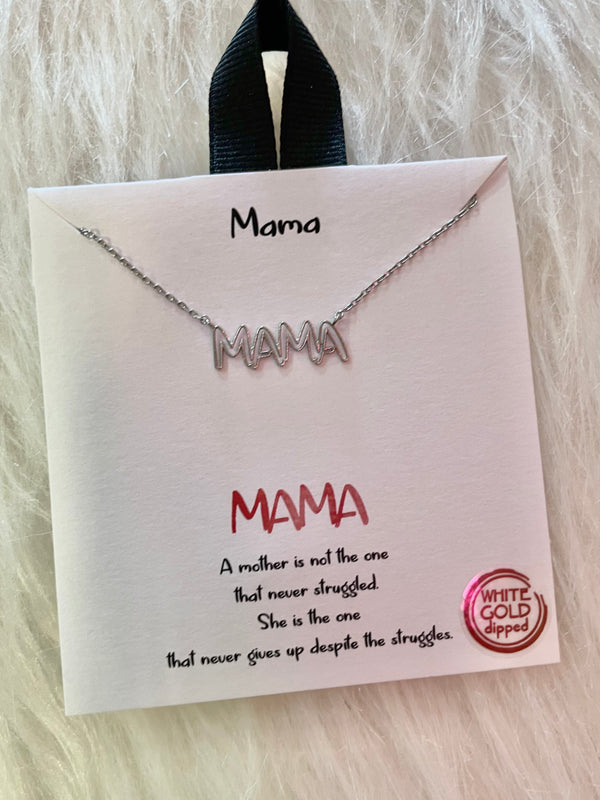 Mama Message Necklace Silver
