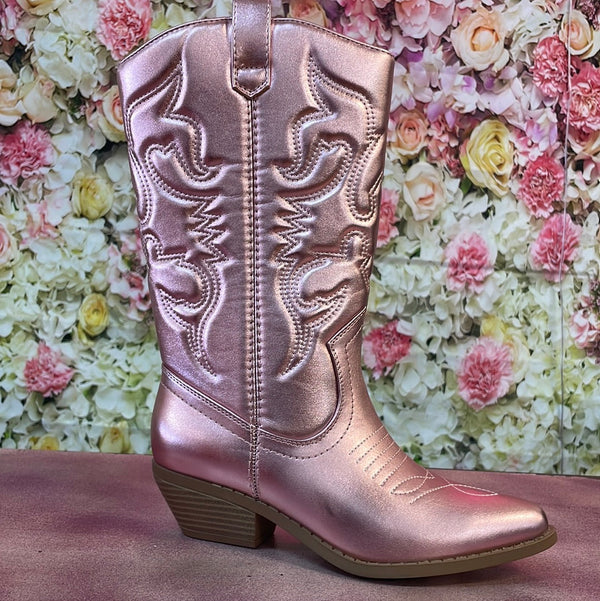 Metallic Light Pink Western Boots