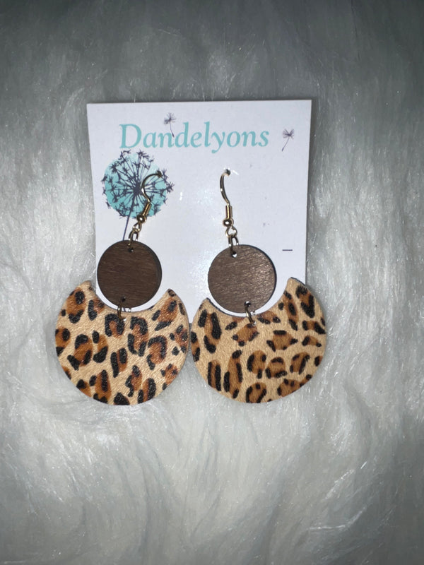 Gold/Brown Leopard Fur Earrings
