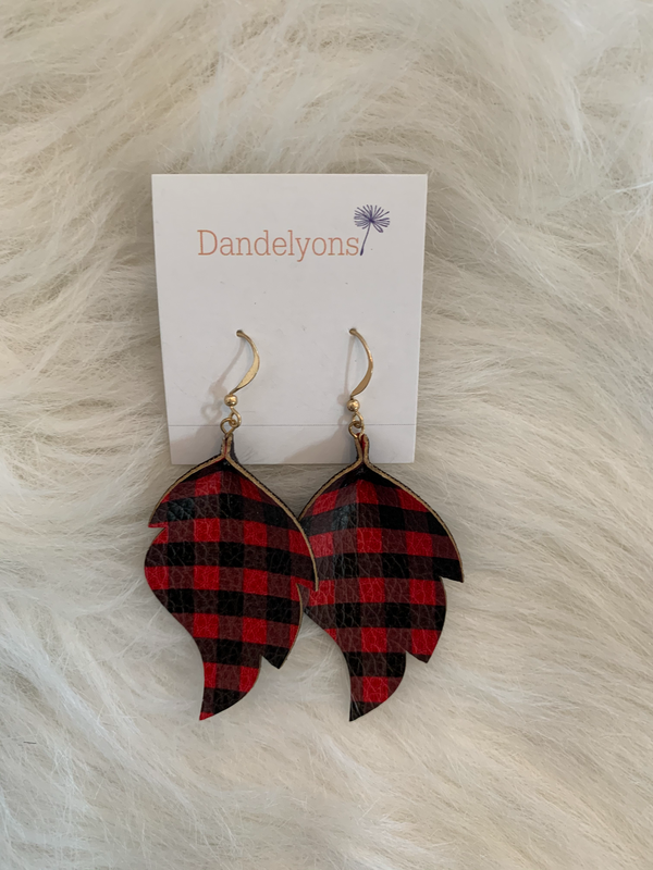 Plaid Feather Earrings