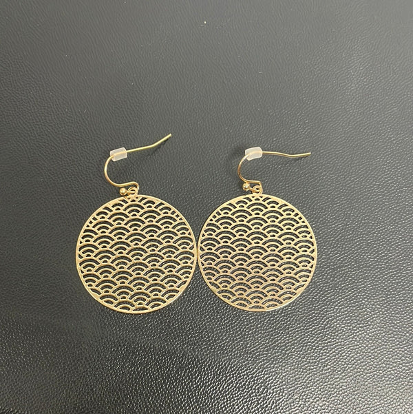 Silver Cut Out Round Metal Earrings