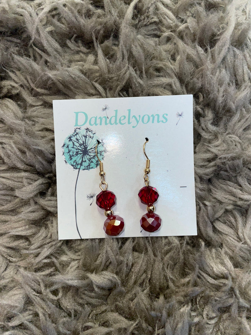 Gold/ Burgundy Leaf Charm Necklace and Earrings