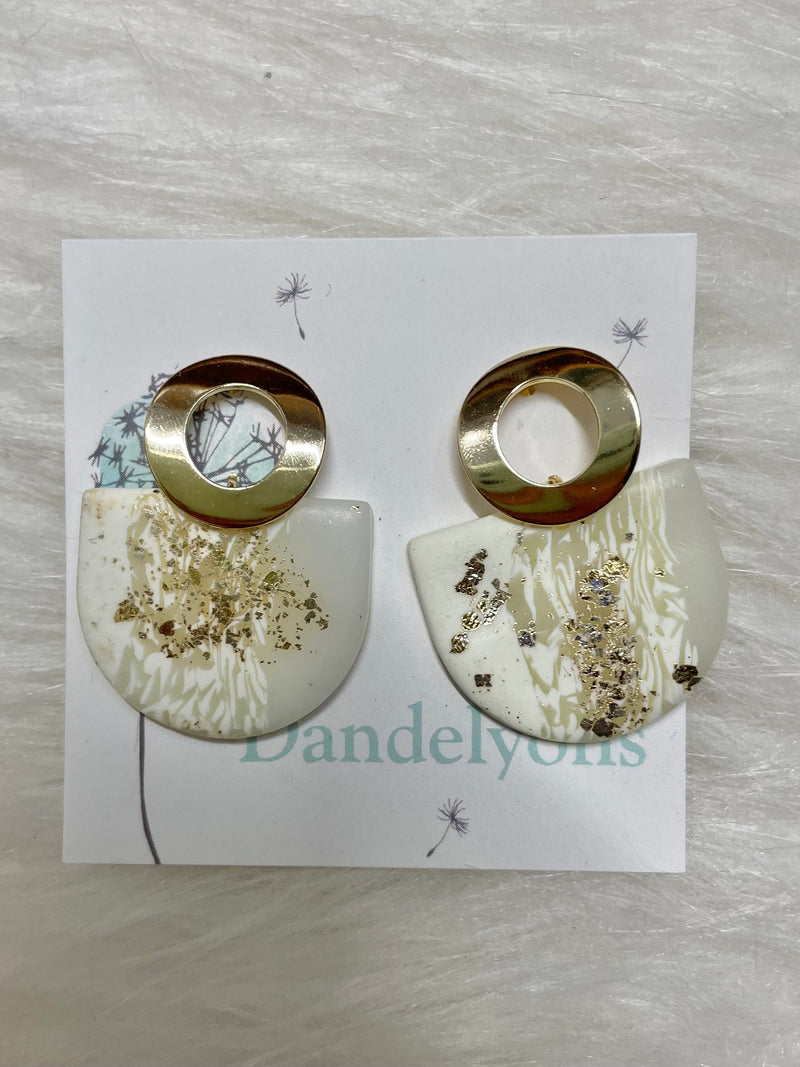 Ivory Gold Foil Earrings