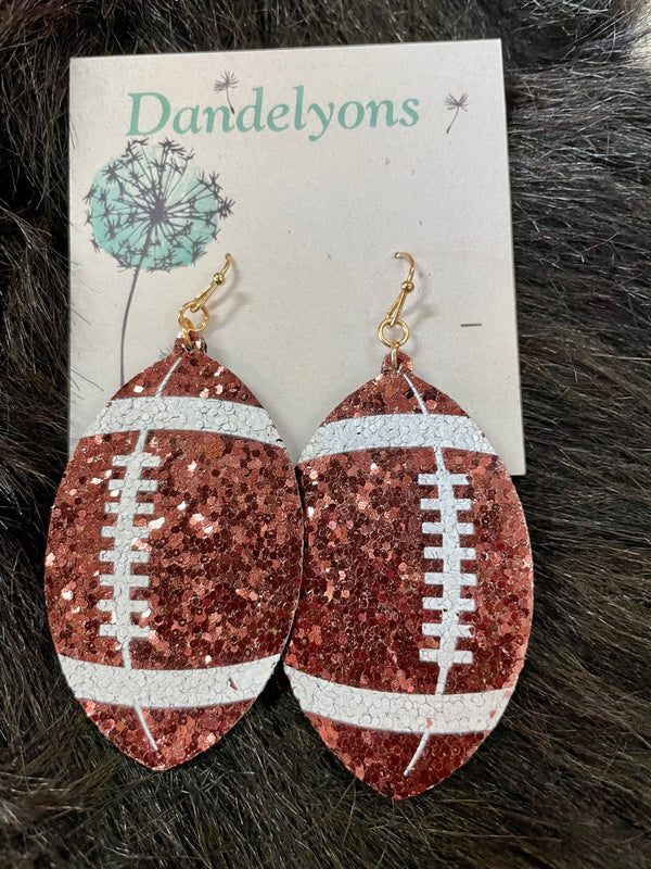 Gameday Glitter Football Earrings